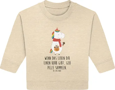 Produktbild von Mr. & Mrs. Panda Organic Baby Pullover Einhorn Pilz 6. - 12. Monat - Natural Raw - Geschenk, Bullover, Unicorn, Pilze, Spruch, Einhörner, Motivation