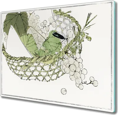 Produktbild von Coloray Küchenbrett Kochplattenabdeckung Hackbrett Schneidebrett Herdabdeckplatte 60x52 cm - Korbobst Trauben Blätter