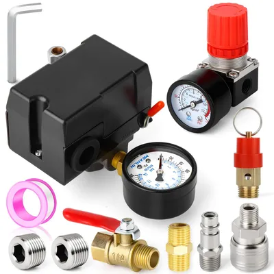 Obrázek produktu pro Tlakový spínač pro kompresor, regulační ventil, 95-125 PSI, 110V-240V, 4-cestný