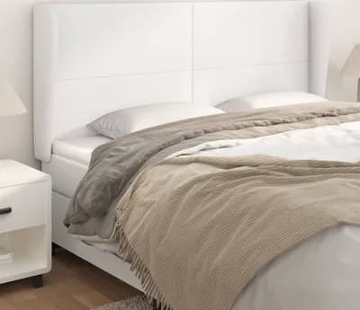 Produktbild von [Home] Kopfteil mit Ohren Weiß 203x23x118/128 cm Kunstleder , Neue Mode 2024 im häuslichen Leben