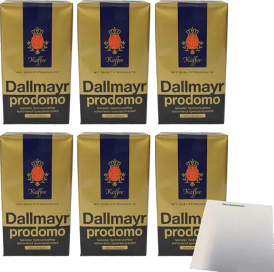 Produktbild von Dallmayr prodomo Feinster Spitzenkaffee 100% Arabica 6er Pack (6x500g Packung) + usy Block