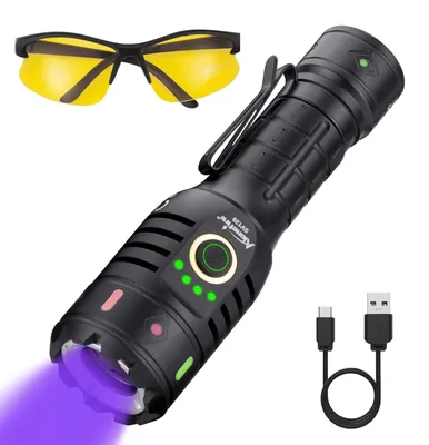 Productafbeelding van SV129 UV-zaklamp, 20 W, 365 nm - USB-C-oplaadbaar met zwartfilter en accu