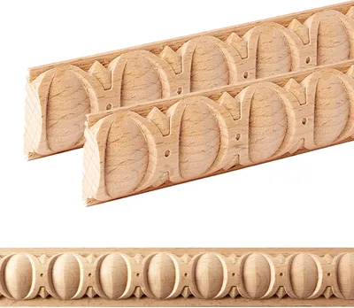 Produktbild von Holz Profilleiste in 27 x 10 x 1000 mm | 2er Set - 2 Meter | Schnitzleiste aus Buchenholz SB-230 mit 3D Astragal Ornament
