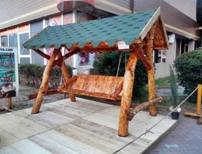 Produktbild von Casa Padrino Garten Schaukel Rustikal überdacht Hollywood Schaukel Mod S2 - Eiche Massivholz - Echtholz Massiv