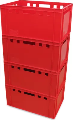 Produktbild von 4 x Eurofleischerkiste Vorratsbox E3 Kiste Behälter Gemüsekiste stabelbar Farbe rot (4xE3 rot)
