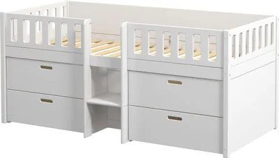 Produktbild von FURNLUX Kinder Einzelbett Viggo Weiss 90x200cm / Hauptfarbe: Weiß / Abmessungen: 102 x 92 x 205 cm