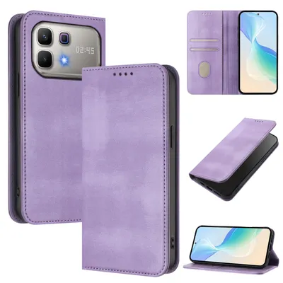 Obrázek produktu pro Pouzdro pro Infinix Note 60 5G, vintage kožené pouzdro s RFID ochranou, přihrádkami na karty, stojánkem Fialový