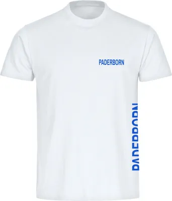 Produktbild von multifanshop Herren T-Shirt - Paderborn - Brust & Seite, weiß, Größe XXL