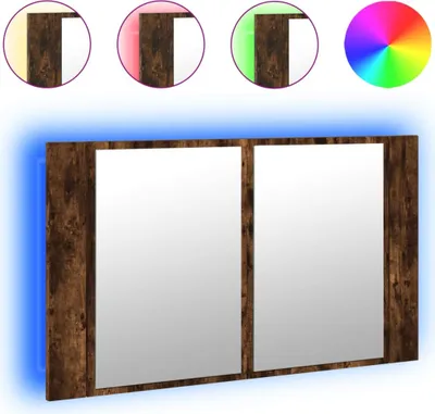 Produktbild von vidaXL LED-Spiegelschrank Räuchereiche 80x12x45 cm Acryl