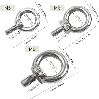 Set von 5 M8 Augenschrauben aus Edelstahl zur Befestigung und Aufhängung