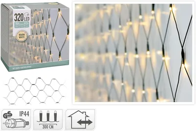 Image de 320 filets lumineux LED 3x1,5m blanc chaud / Indoor & Outdoor - Chaîne lumineuse pour sapin de Noël Eclairage extérieur Eclairage intérieur Décoration de fête Eclairage de fête Décoration lumineuse
