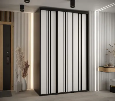 Obrázok produktu pre Šatníková skriňa YVONA 6 - 160/60 cm, čierna / biela / čierna