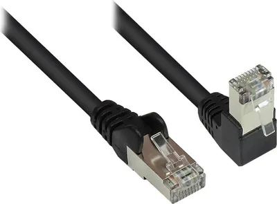 Produktbild von Patchkabel, Cat. 6, S/FTP, PiMF, 250MHz, einseitig 90° nach unten gewinkelt, schwarz, 3m, Good Connections