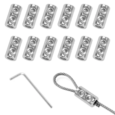 12 Drahtseilklemmen Edelstahl 304, Doppelloch, 1,5-2 mm