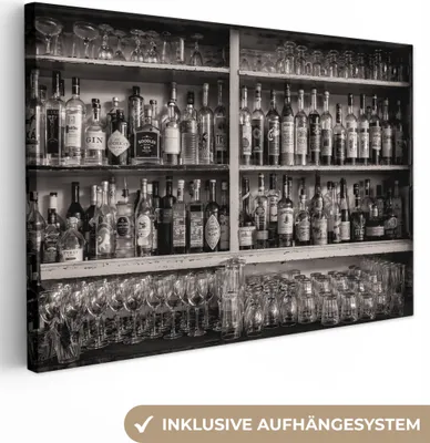 Produktbild von MuchoWow® - Leinwandbilder - Bar - Alkohol - Spirituosen - Stilleben, Wandbild, Wanddeko Bilder Wohnzimmer, 120x80 cm