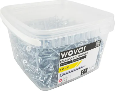 Produktbild von Vorteilseimer Spanplattenschrauben Verzinkt 5,0 x 40 mm Torx 20 Vollgewinde - 1250 Stück