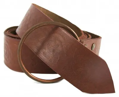 Produktbild von Mittelalter Ledergürtel mit Ring und keltischer Prägung 190cm