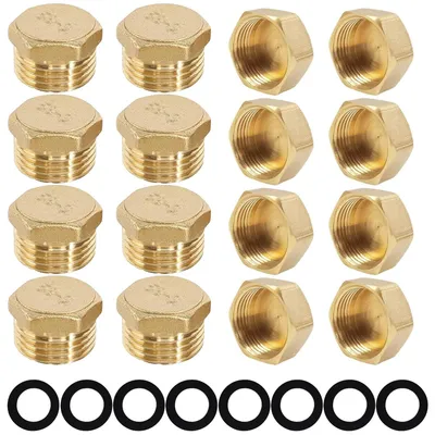 Productafbeelding van 16 stuks blindstoppen 1/2 inch messing met afdichtingen voor leidingsystemen