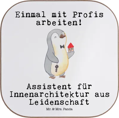 Produktbild von Mr. & Mrs. Panda Untersetzer für Gläser Assistent für Innenarchitektur Leidenschaft - Weiß - Geschenk, Coaster, Getränkeuntersetzer, Tasse, gläseruntersetzer