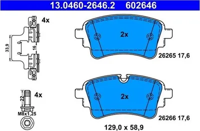 Produktbild von ATE 13.0460-2646.2 Bremsbeläge Satz Hinten für AUDI A4 B9 Avant (8W5, 8WD) A6 Avant (4A5, C8) A5 Sportback (F5A) A4 B9 Limousine (8W2, 8WC)