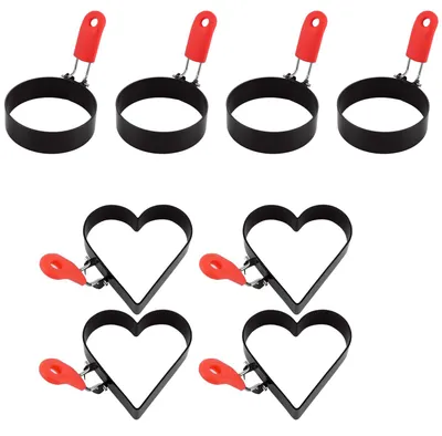 Image de Solidchoice - Lot de 8 moules à œufs en acier inoxydable - Forme à œufs pour omelettes et crêpes