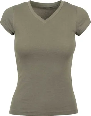 Produktbild von Build Your Brand Basic Kurzarm-t-shirt Mit V-ausschnitt Grün M Frau Grün M