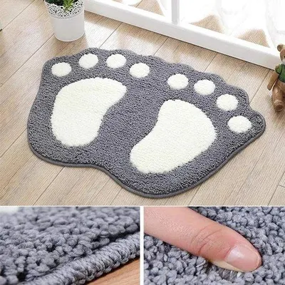 Produktbild von Kleed aus Microfasern, mit Anti-Slip-Profildesign, weich und bequem, für Badezimmer und Kinderzimmer geeignet, 40 x 60 cm, grau.