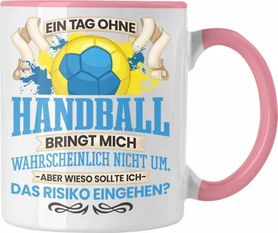 Produktbild von Trendation - Handball Tasse Geschenk für Handball-Spieler Spielerin Trainer Coach Lustiger Spruch Geschenkidee (Rosa)