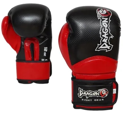 Produktbild von Dragon do 30025-P Carbon Boxhandschuhe für Damen & Herren – Profi Muay Thai, Kickboxen, MMA & Sparring Handschuhe – Hochwertiges Kunstleder, 8 oz 10 oz 12 oz (Schwarz - Rot, 10 Oz)