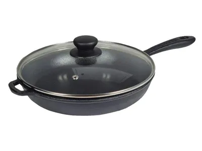 Produktbild von Gusseisenpfanne Ø20 cm mit Glasdeckel MAYSTERNYA T2011C3 – Gusspfanne für Induktion, Backofen & Grill