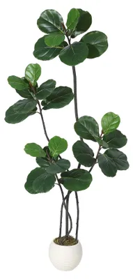 Productafbeelding van GarveeHome Grote Kunstplant Ficus 150cm – Kunstplant Ficus lyrata, meerstammig – Zeer realistisch