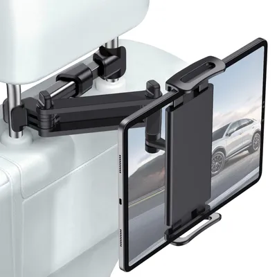 Productafbeelding van Tablethouder, 360° draaibaar, uitschuifbare hoofdsteunhouder voor 4,7-12,9 inch apparaten