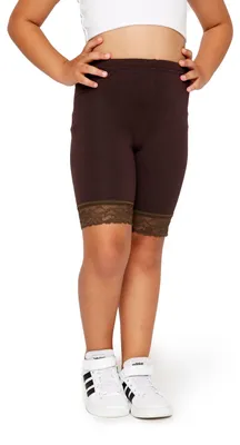 Image de Leggings courts pour fille Merry Style avec dentelle - Leggings en viscose pour fille MS10-434 (marron, 134)
