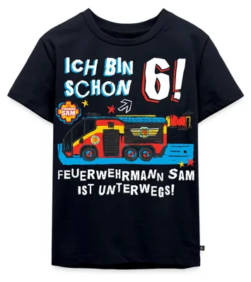 Produktbild von Spreadshirt Feuerwehrmann Sam Geburtstagsdesign 6 Jahre Kinder Premium T-Shirt, 134/140 (8 Jahre), Navy