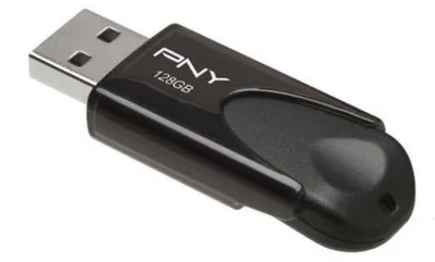 Zdjęcie produktu dla PNY Attaché 4 2.0 128GB, 128 GB, USB Typu-A, 2.0, 25 MB/s, Łożysko tulejowe, Czarny