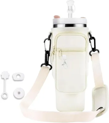 Image de Housse de transport pour mug Stanly 40 oz avec compartiment réglable, couleur beige