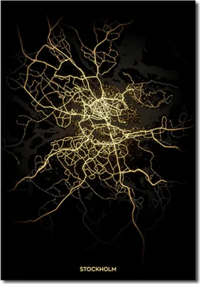 Produktbild von TPFLiving Kunstdruck LW-440 (OHNE RAHMEN) Poster - Leinwand - Wandbild - Hochauflösender Giclée-Druck, langlebig und hochwertig - Beleuchtete Stadtpläne berühmter Metropolen Modell K: Stockholm -  - Größe: 50x75cm