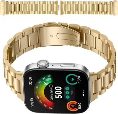 Produktbild von Edelstahl Armband für Huawei Watch Fit 5 Pro/Fit 5/Fit 4 Pro/Fit 4/Fit 3, Bizon Strap Watch Aura, Gold