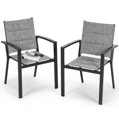 Produktbild von Outdoor-Esszimmerstühle 2er-Set, mit gepolsterten Textilene, Aluminiumgestell