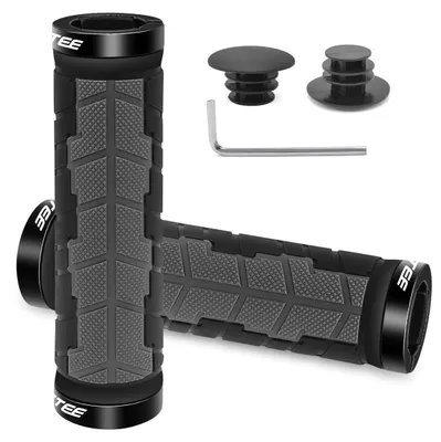 Productafbeelding van REETEE Fietsgrepen: Antislip fietsstuurhandvatten, ergonomische MTB-grepen, aluminium afsluitgrepen voor sturen, geschikt voor 22,2 mm fietsen/mountainbikes/scooters/MTB (grijs)