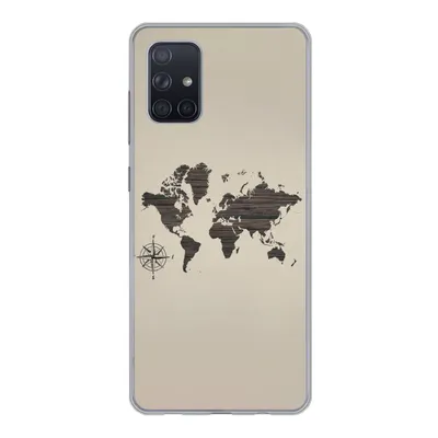 Produktbild von MuchoWow® Handyhülle Schutzhülle Hülle für Samsung Galaxy A51 5G Weltkarte - Holz - Braun Silikon Softcase Handy Hülle - Abbildung