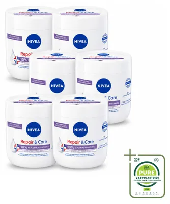 Zdjęcie produktu dla 6 x Krem do ciała NIVEA Repair & Care dla skóry wrażliwej - z 10% gliceryny i pantenolu - 400 ml - opakowanie zbiorcze - 6 sztuk