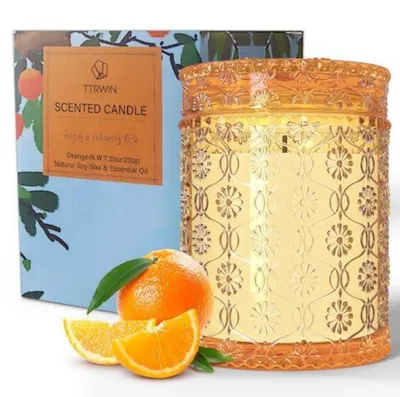 Produktbild von Duftkerze im Glas Orange 200g Sojawachs 50+ Stunden Brenndauer