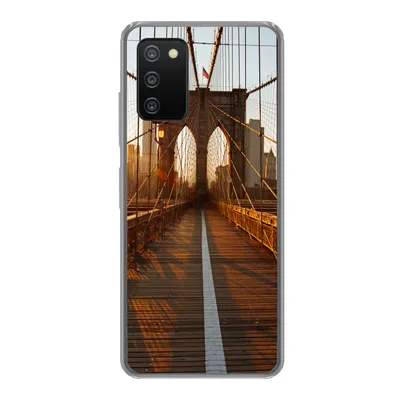 Produktbild von MuchoWow® Handyhülle Schutzhülle Hülle für Samsung Galaxy A03s Brooklyn Bridge in New York bei Sonnenuntergang Silikon Softcase Handy Hülle - Schutz
