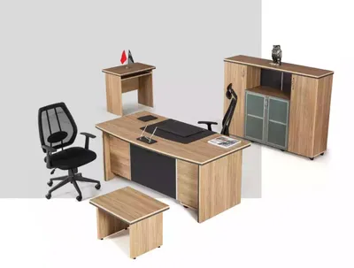 Produktbild von Luxus Büroeinrichtung Schreibtisch Regale Beistelltisch Aktenschrank 4tlg