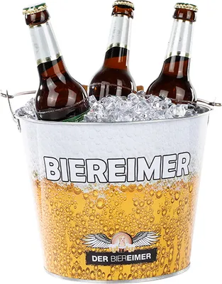 Produktbild von Verzinkter Biereimer 5L mit Flaschenöffner, Holzgriff, 23x17x18cm