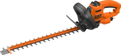 Produktbild von Black & Decker Black + Decker Elektro-Heckenschere (500W, 50 cm Schwertlänge, 22 mm Schnittstärke, Bügel-Zweithandgriff und transparentem Handschutz, für mittlere bis große Hecken)