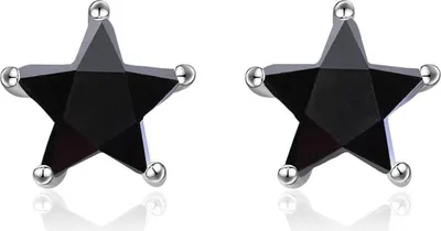 Produktbild von Sterne Ohrstecker 925 Sterling Silber Schwarz Frauen Mädchen Schmuck