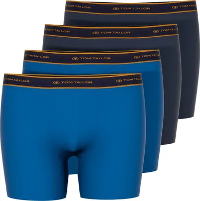 Produktbild von TOM TAILOR Herren Boxershorts, 4er Pack - Long Pants, Baumwolle,Logo,einfarbig Blau M