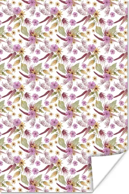 Produktbild von MuchoWow® Poster Blumen - Blätter - Lila 80x120 cm - Papierdruck